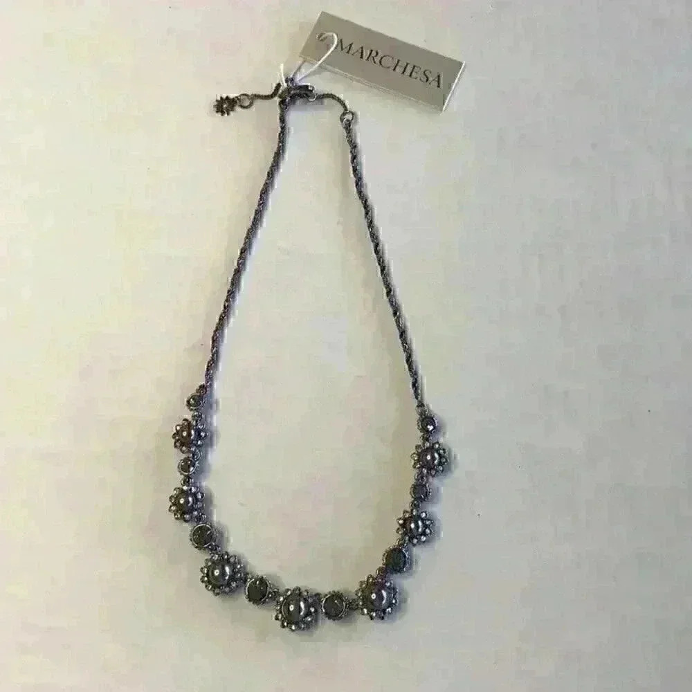 Marchesa new Hematite Tone Crystal pearl and stone - Picture 4 of 8